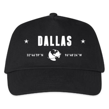 Dallas, Texas Koordinaten: Planet Erde Weiß - Kinder Basecap - Schwarz - Vorne