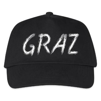 Graz Pinselstraßenkunst - Kinder Basecap - Schwarz - Vorne