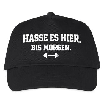 Hasse Es Hier Bis Morgen Bodybuilding Statement - Kinder Basecap - Schwarz - Vorne