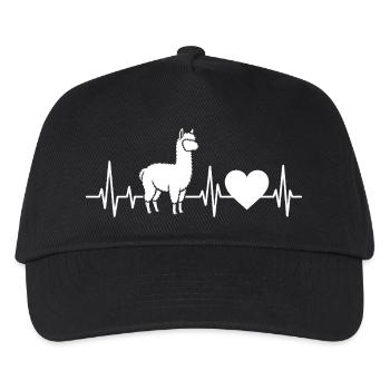 Alpaka Lama Herzschlag Alpaca - Kinder Basecap - Schwarz - Vorne
