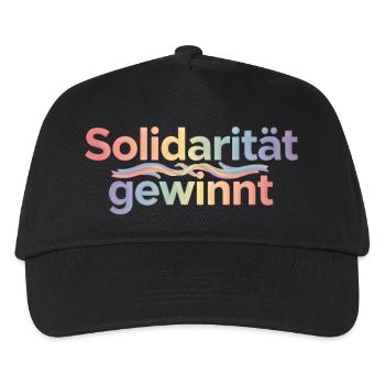 Solidarität Gewinnt Pastel Hoodie Demonstration - Kinder Basecap - Schwarz - Vorne