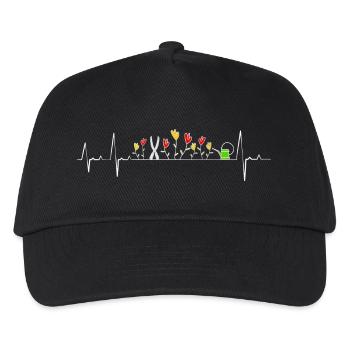 Herzschlag Gärtner Puls Hobbygärtner Geschenk - Kinder Basecap - Schwarz - Vorne