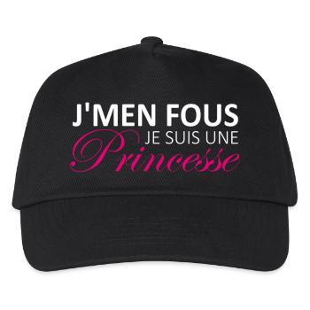 j'men fous je suis une princesse - Casquette de baseball Enfant - noir - Devant
