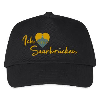 Ich liebe Saarbrücken - Schriftzug - Kinder Basecap - Schwarz - Vorne
