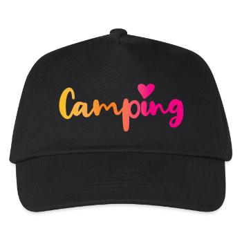 Camping Verlauf Herz pink Quote Fan Camper Outdoor - Kinder Basecap - Schwarz - Vorne