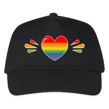 Rainbow Sparkling heart BLACK SHIRT - Kids’ Baseball Cap - black - Front