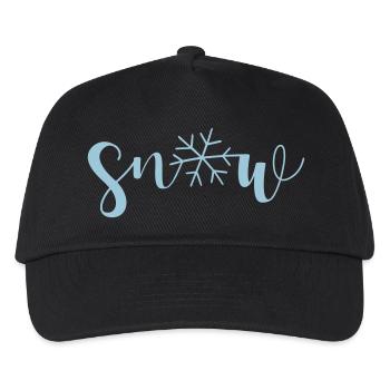 Snow Schnee Schneeflocke Handlettering Winter Xmas - Kinder Basecap - Schwarz - Vorne