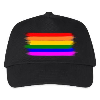 Regenbogen Regenbogenfahne - Kinder Basecap - Schwarz - Vorne