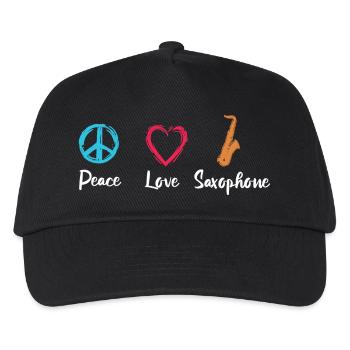 Peace Love Saxophone - Kids’ Baseball Cap - black - Front