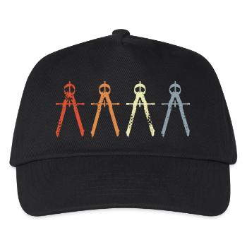 Retro Architekt Zirkel - Kinder Basecap - Schwarz - Vorne