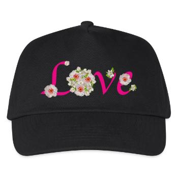 Love Liebe Blüten Frühling Muttertag Karneval - Kinder Basecap - Schwarz - Vorne