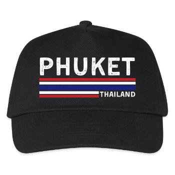 Phuket Thailand Flagge T-Shirt - Kinder Basecap - Schwarz - Vorne