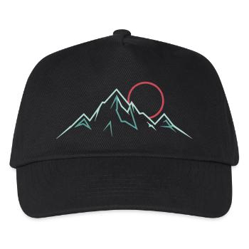 Minimalist Mountain Range with Rising Sun - Kids’ Baseball Cap - black - Front