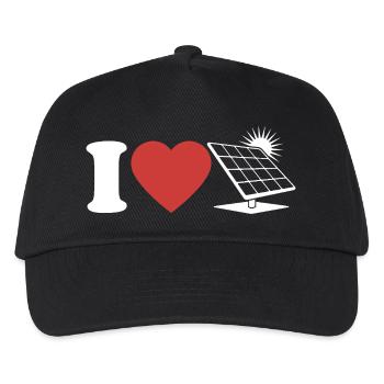 I Love Photovoltaik - Herz - Erneuerbare Energie - Kinder Basecap - Schwarz - Vorne