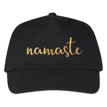 namaste meditate Yoga Yogi Gold Handschrift om - Kinder Basecap - Schwarz - Vorne