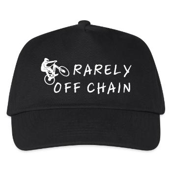 Rarely off chain – cyclist slogan motif - Kids’ Baseball Cap - black - Front