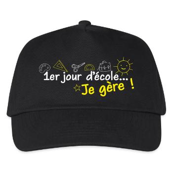 1. Schultag schaffe ich! Weiß und Gelb - Kinder Basecap - Schwarz - Vorne
