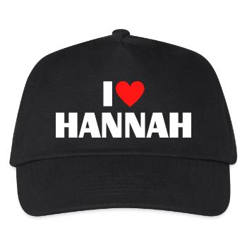 I love Hannah Rotes Herz Romantischer Name Fan - Kinder Basecap - Schwarz - Vorne