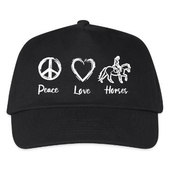 Peace Love Horses - Kinder Basecap - Schwarz - Vorne