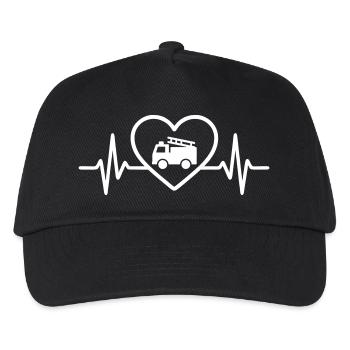 Heart Firefighter Feuerwehrfahrzeug - Kinder Basecap - Schwarz - Vorne