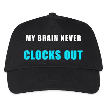 My Brain Never Clocks Out – Lustiges Shirt - Kinder Basecap - Schwarz - Vorne