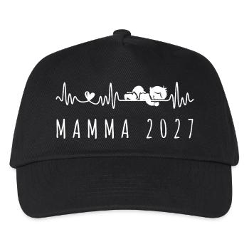 Futura Mamma 2027 Battito Cardiaco in Gravidanza - Kinder Basecap - Schwarz - Vorne