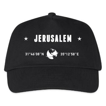 Jerusalem Holy Land Coordinates Globe - Kids’ Baseball Cap - black - Front