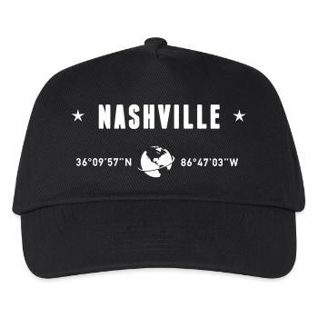 Nashville Tennessee Coordinates Gps White - Kids’ Baseball Cap - black - Front