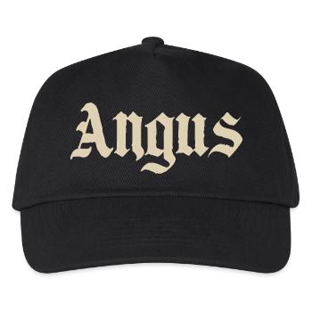 Angus Gothic Schriftzug – Vintage Stil - Kinder Basecap - Schwarz - Vorne