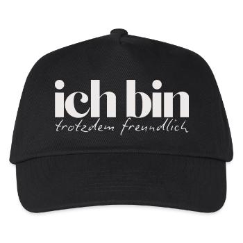 Ich bin trotzdem freundlich Humorvolles Statement - Kinder Basecap - Schwarz - Vorne