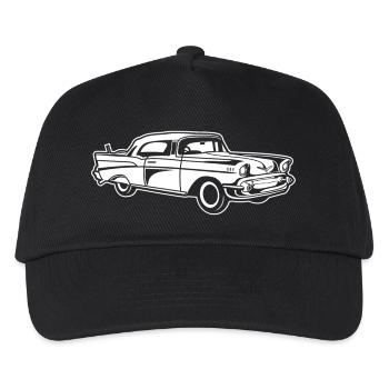 Chevy Bel Air / Oldtimer 01_weiß - Kinder Basecap - Schwarz - Vorne