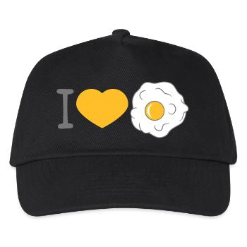 i love herz liebe spiegelei kochen braten essen ei - Kinder Basecap - Schwarz - Vorne