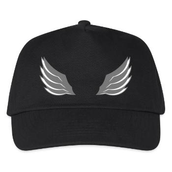 fluegel fliegen design logo federn cool engel deko - Kinder Basecap - Schwarz - Vorne