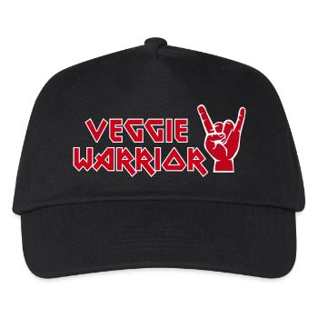 Veggie Warrior Vegan metal rock Hand cool Spruch - Kinder Basecap - Schwarz - Vorne