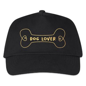 Dog Lover Hundefreund Gold Knochen Hunde Fan Tier - Kinder Basecap - Schwarz - Vorne