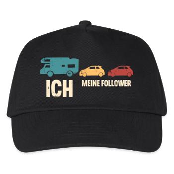 Camping Camper Wohnmobil - Kinder Basecap - Schwarz - Vorne