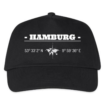 Coordonnées Hambourg - Casquette de baseball Enfant - noir - Devant