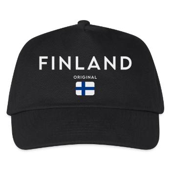 Flagge von Finnland, finnischer Stolz - Kinder Basecap - Schwarz - Vorne
