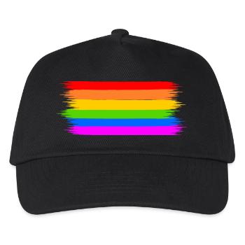 Regenbogen Regenbogenfahne - Kinder Basecap - Schwarz - Vorne