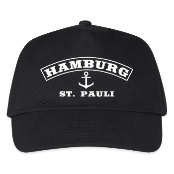 Hamburg St Pauli mit Anker in weiss - Kinder Basecap - Schwarz - Vorne