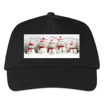 Schneemann-Set mit Tannenbäumen - Kinder Basecap - Schwarz - Vorne