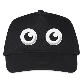 Große runde Kulleraugen Bob, Mütze - Kinder Basecap - Schwarz - Vorne