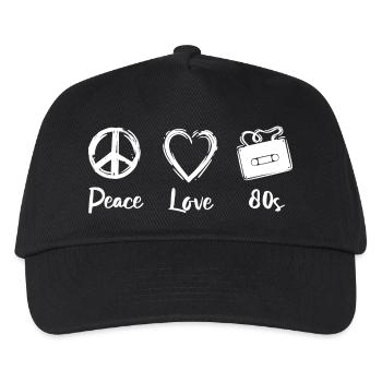 Frieden Liebe 80er Jahre - Kinder Basecap - Schwarz - Vorne