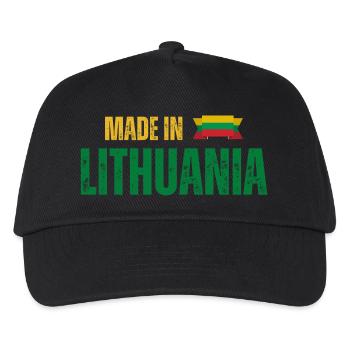 Made in Lithuania, litauischer Stolz - Kinder Basecap - Schwarz - Vorne