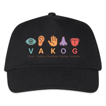 VAKOG – die 5 Sinne in der Kommunikation - Kinder Basecap - Schwarz - Vorne