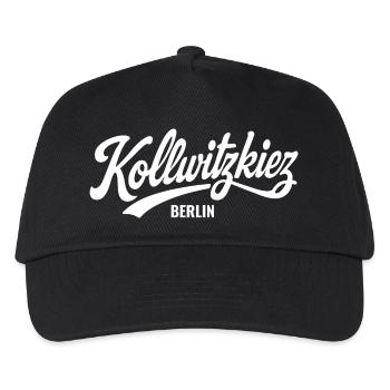 Kollwitzkiez Berlin Vintage Schriftzug   - Kinder Basecap - Schwarz - Vorne