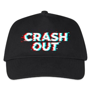 Crash Out – Glitch-Stil weiß-rot-cyan - Kinder Basecap - Schwarz - Vorne