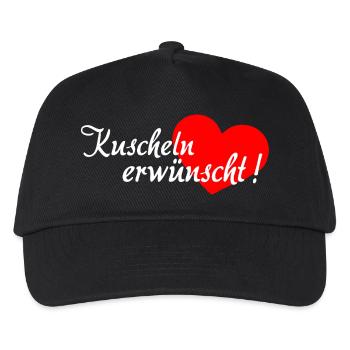 Kuscheln erwünscht - Weiß Rot - Kinder Basecap - Schwarz - Vorne