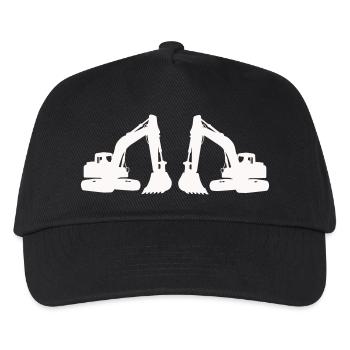 Doppel Bagger Silhouette - Kinder Basecap - Schwarz - Vorne