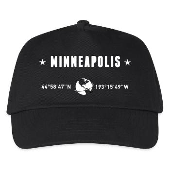 Minneapolis Minnesota Koordinaten Weiß - Kinder Basecap - Schwarz - Vorne